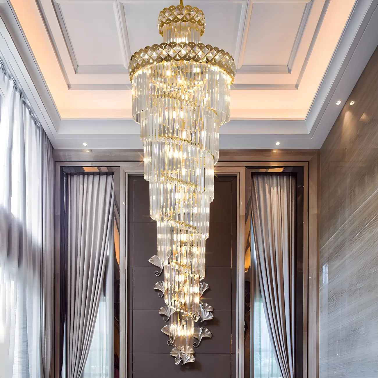 Gold Spiral Crystal Chandelier Modern Luxurious Design Image - 5 | homeyfad