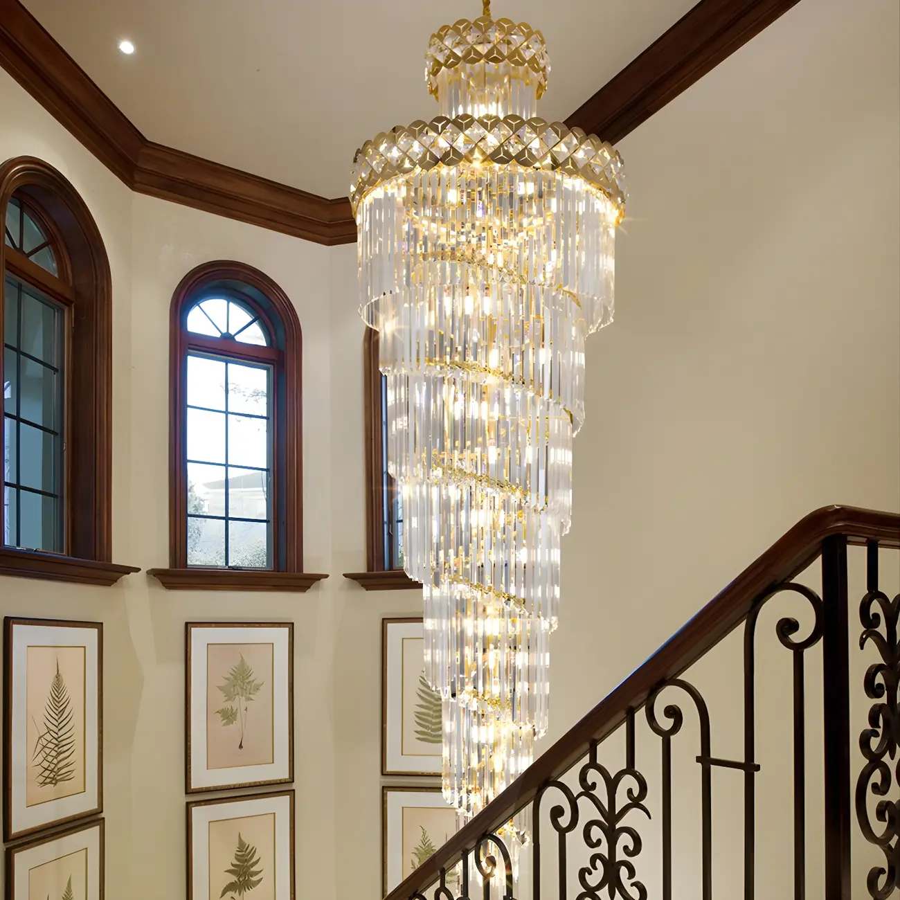 Gold Spiral Crystal Chandelier Modern Luxurious Design Image - 3 | homeyfad