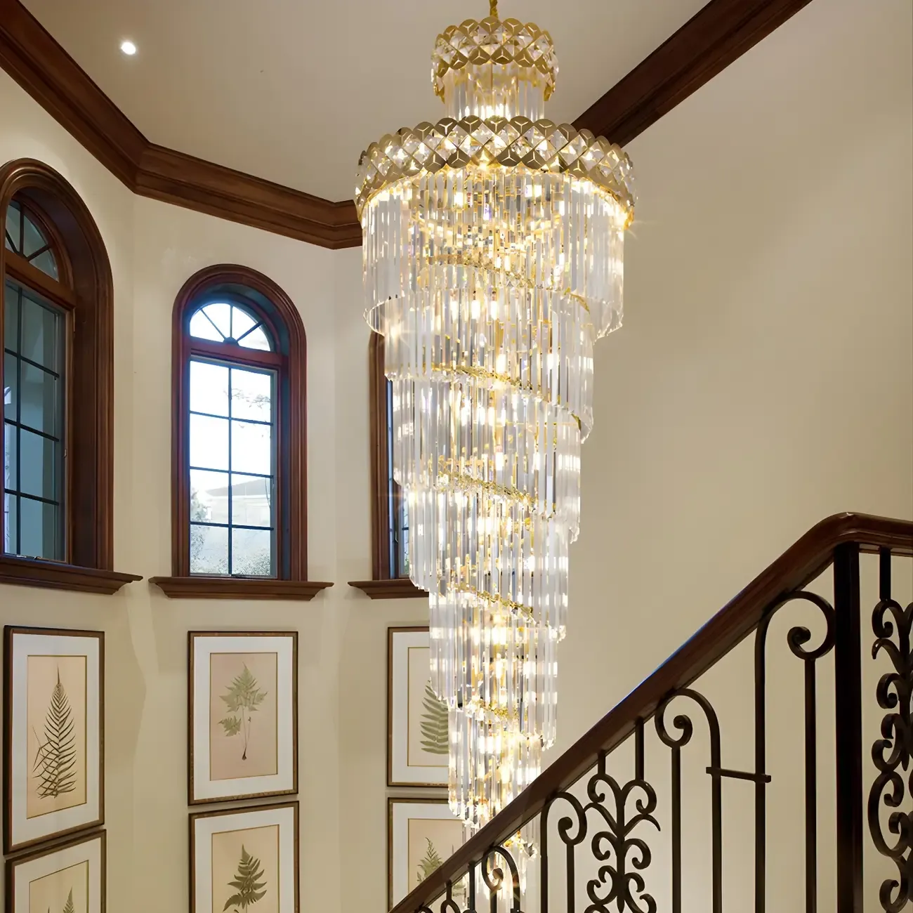 Gold Spiral Crystal Chandelier Modern Luxurious Design Image - 3
