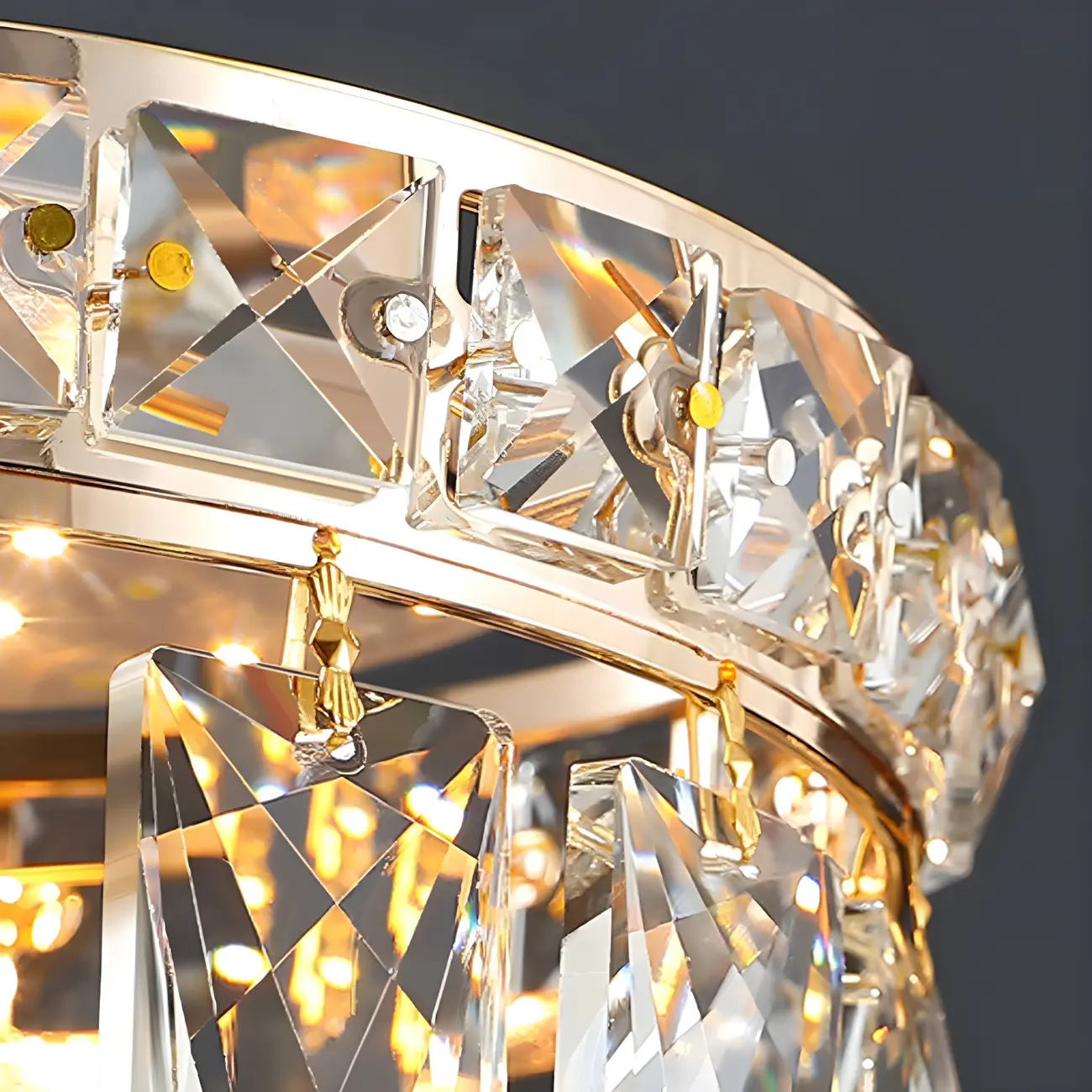 Modern Tiered Crystal Semi Flush Ceiling Light for Hallway Image - 8 | homeyfad