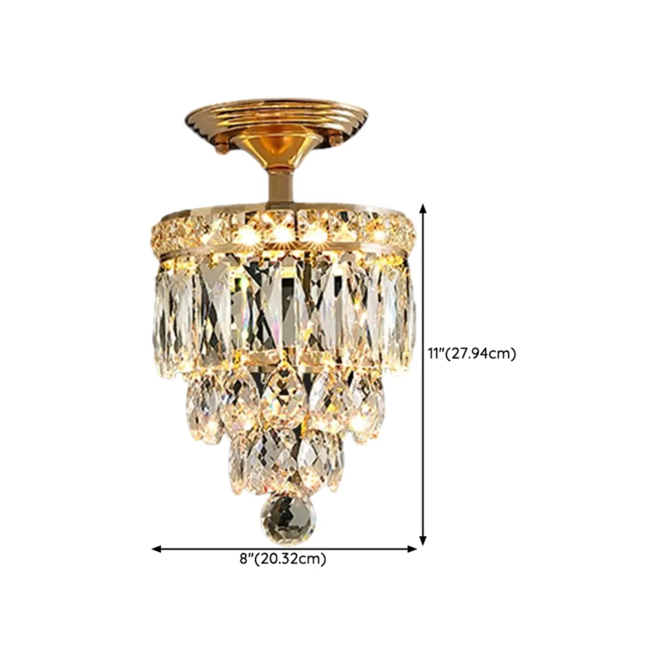 Modern Tiered Crystal Semi Flush Ceiling Light for Hallway #size | homeyfad
