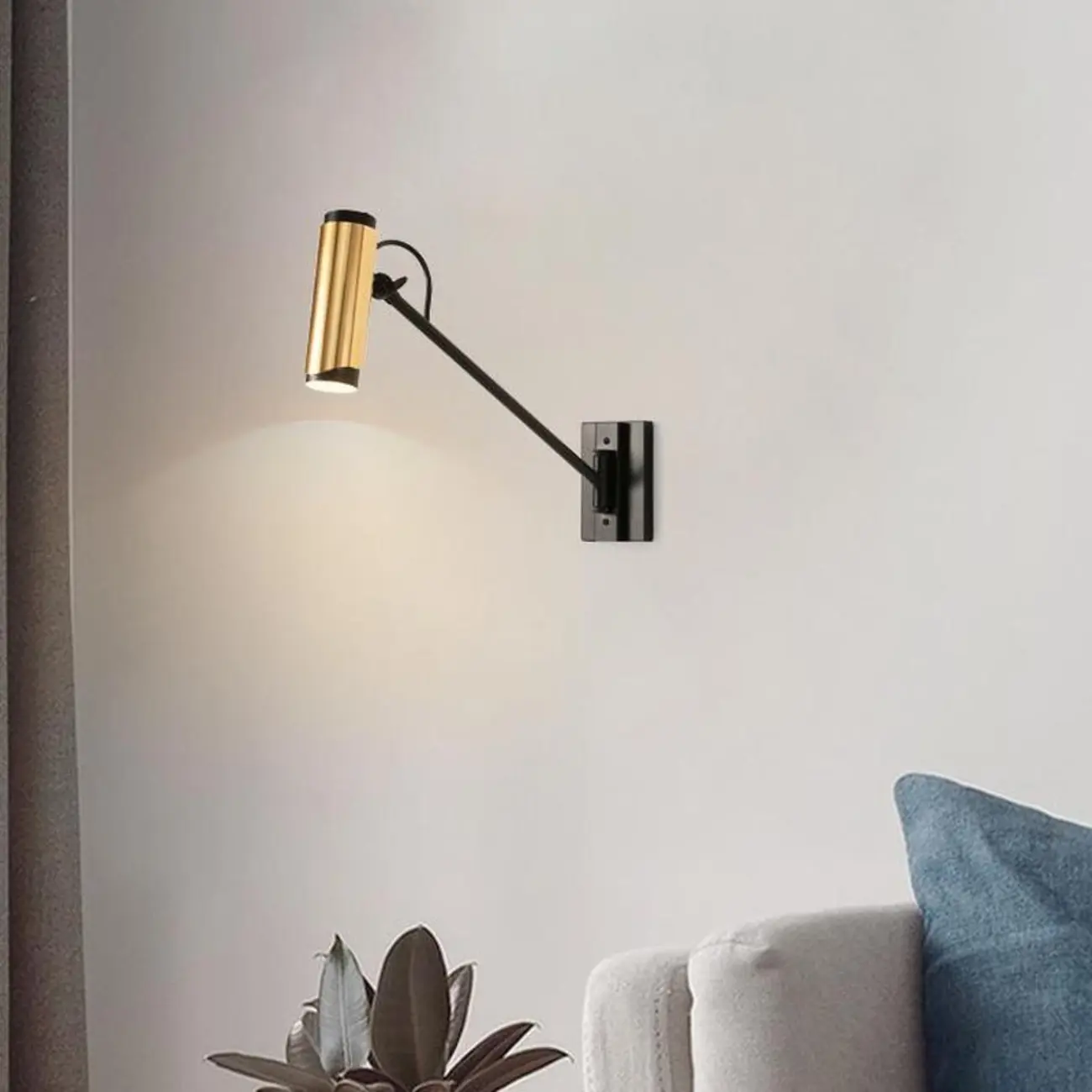 Modern Black Wall Lamp Golden Shade for Living Room Image - 4 | homeyfad