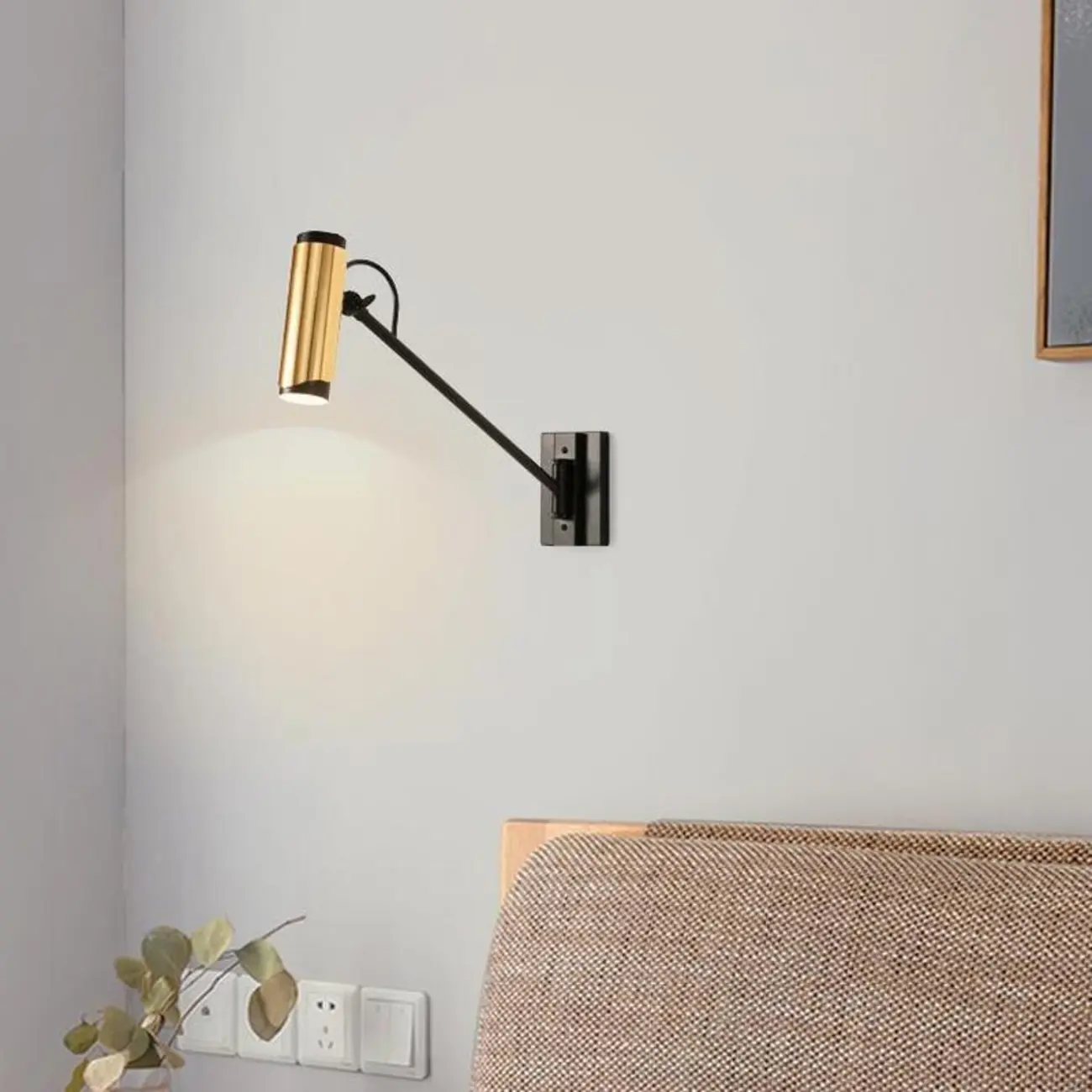 Modern Black Wall Lamp Golden Shade for Living Room Image - 5 | homeyfad