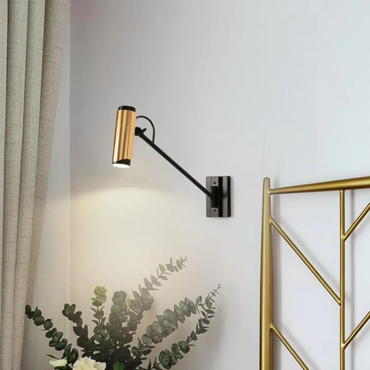 Modern Black Wall Lamp Golden Shade for Living Room Image - 11 | homeyfad