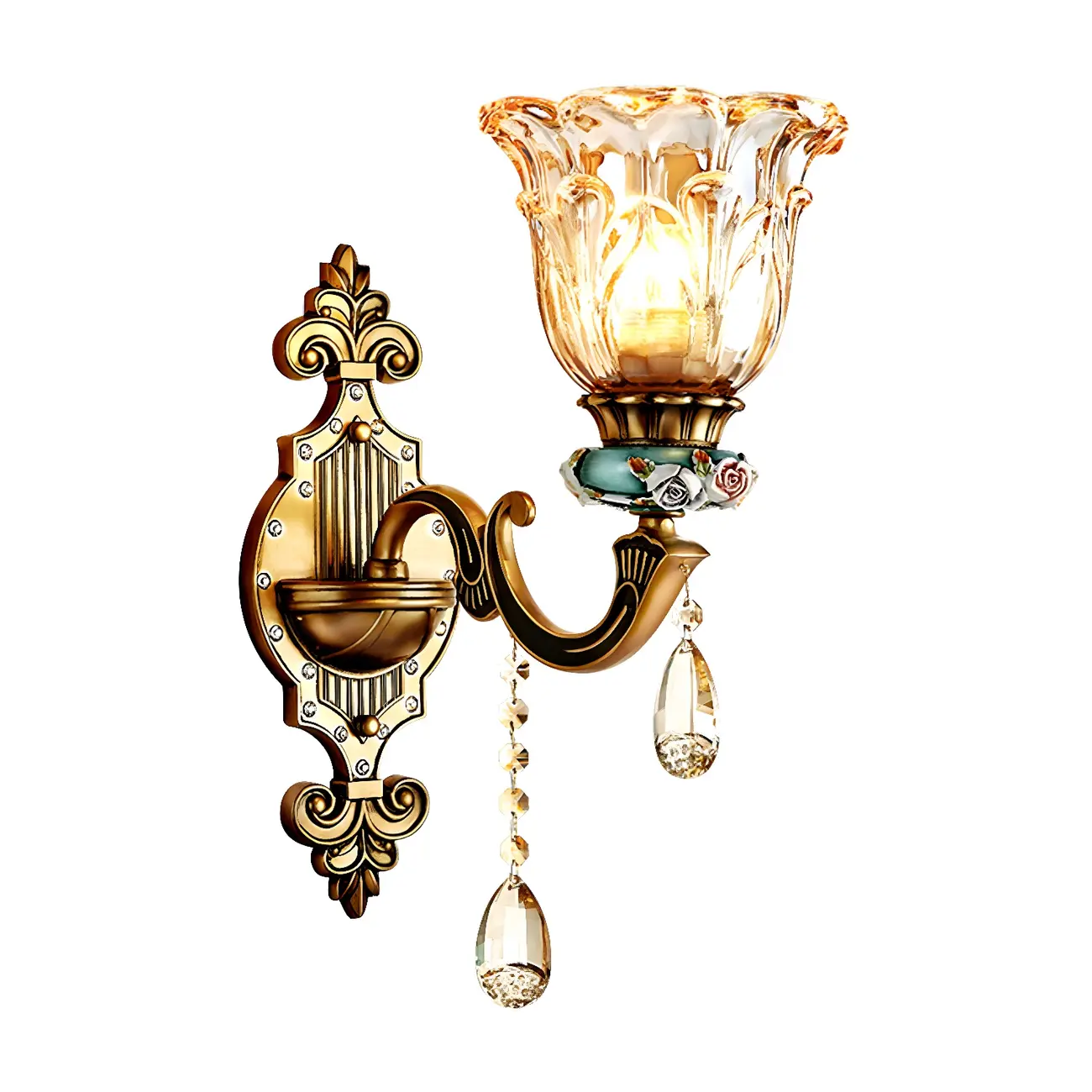 Vintage Gold Crystal Wall Light for Luxurious Decor Image - 6 | homeyfad