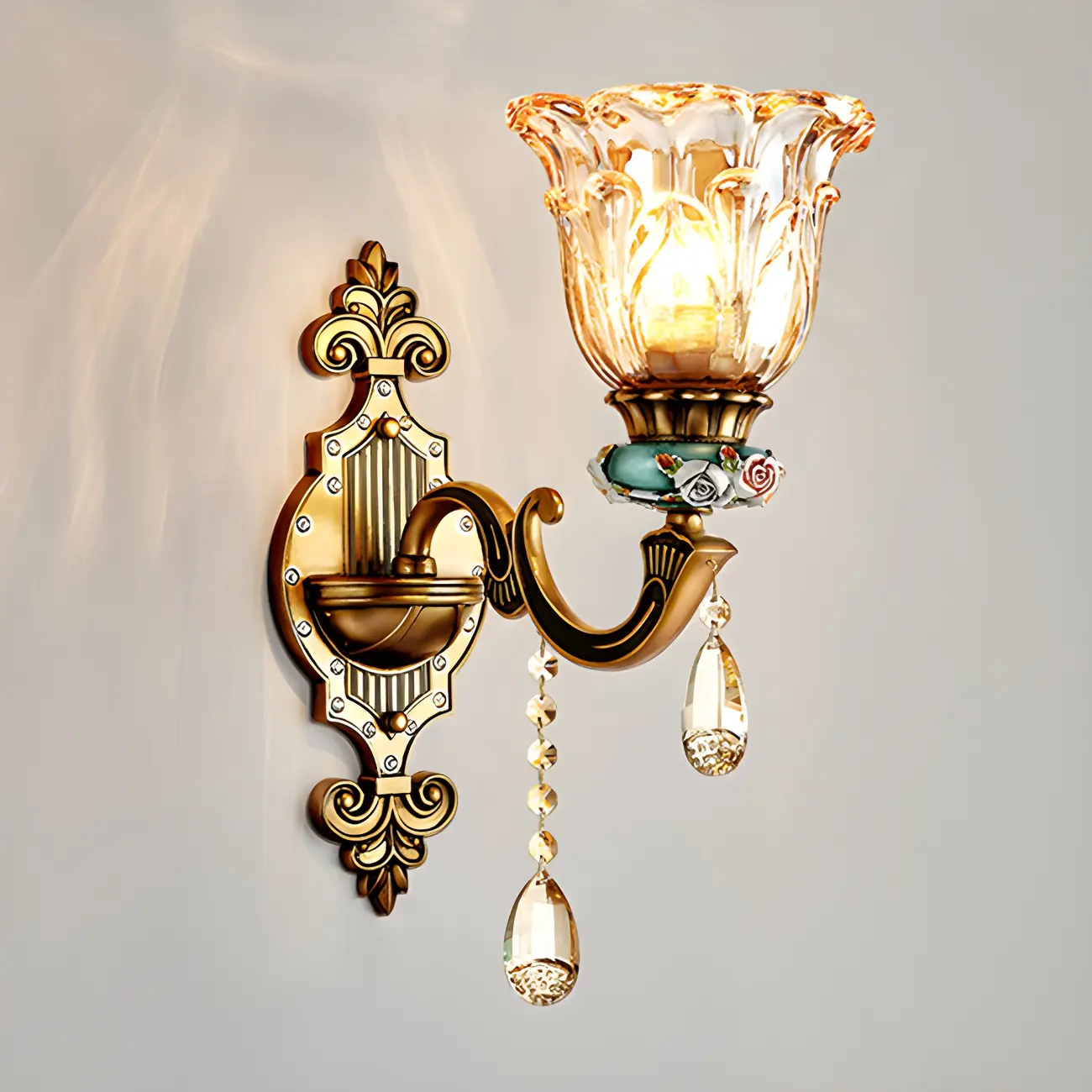 Vintage Gold Crystal Wall Light for Luxurious Decor Image - 3 | homeyfad