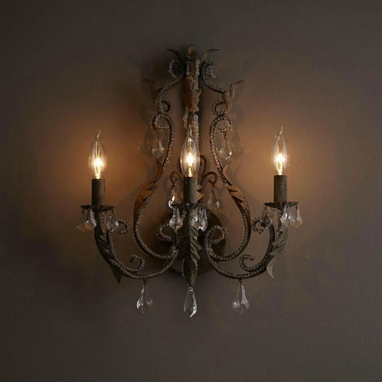 Vintage Candle Wall Sconce with Crystal Accents Image - 6 | homeyfad