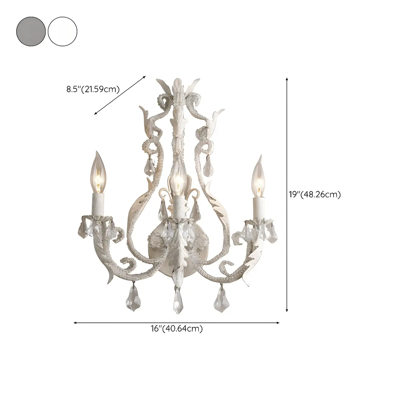 Vintage Candle Wall Sconce with Crystal Accents #size | homeyfad