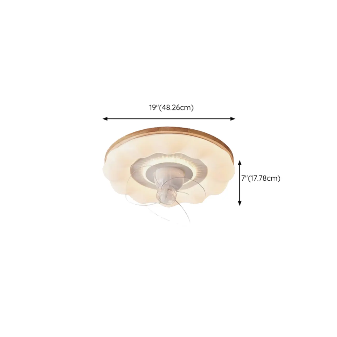 19" Modern Flush Mount Ceiling Fan Remote Dimming for Bedroom #size