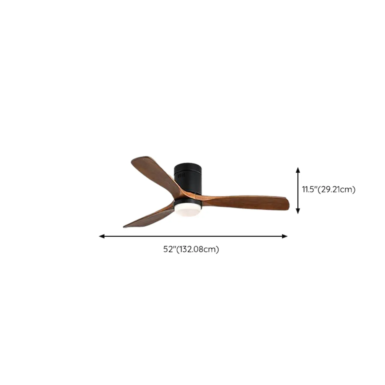 52" Modern Flush Mount Ceiling Fan with Remote Light for Living #size