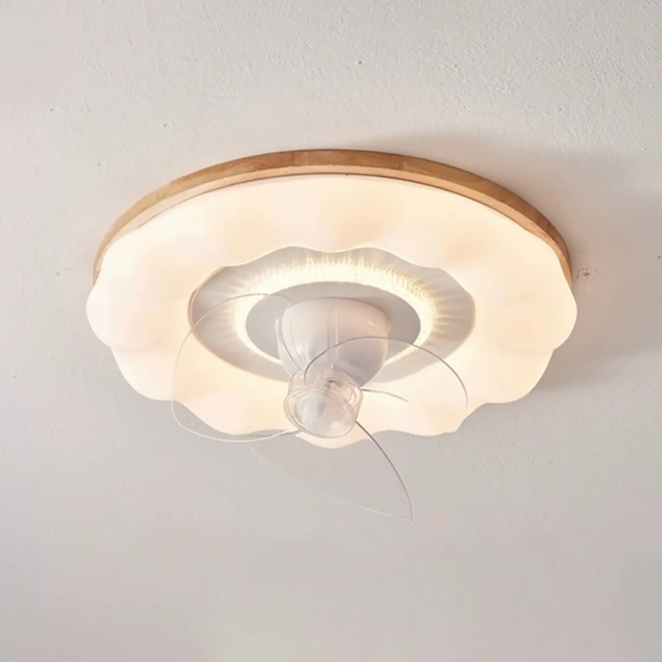 White LED Ceiling Fan for Bedroom, Modern Flush Mount Image - 2 | homeyfad