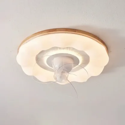 White LED Ceiling Fan for Bedroom, Modern Flush Mount Image - 2