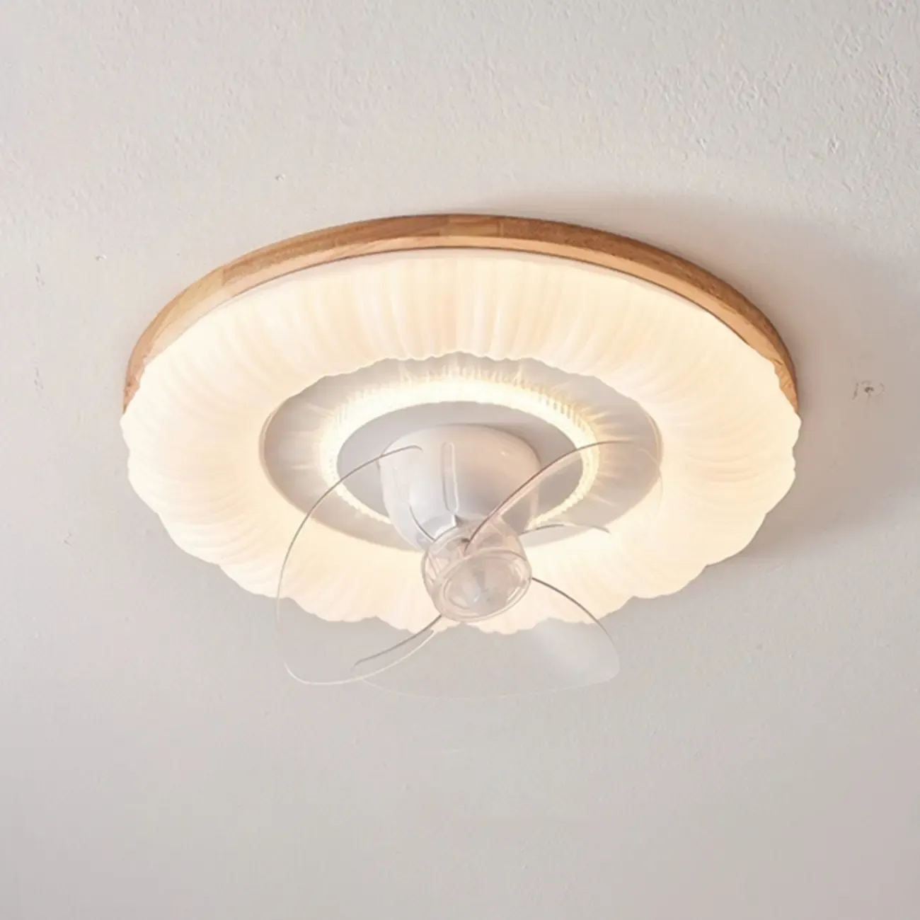 White LED Ceiling Fan for Bedroom, Modern Flush Mount Image - 3