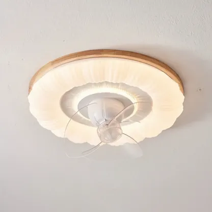 White LED Ceiling Fan for Bedroom, Modern Flush Mount Image - 3