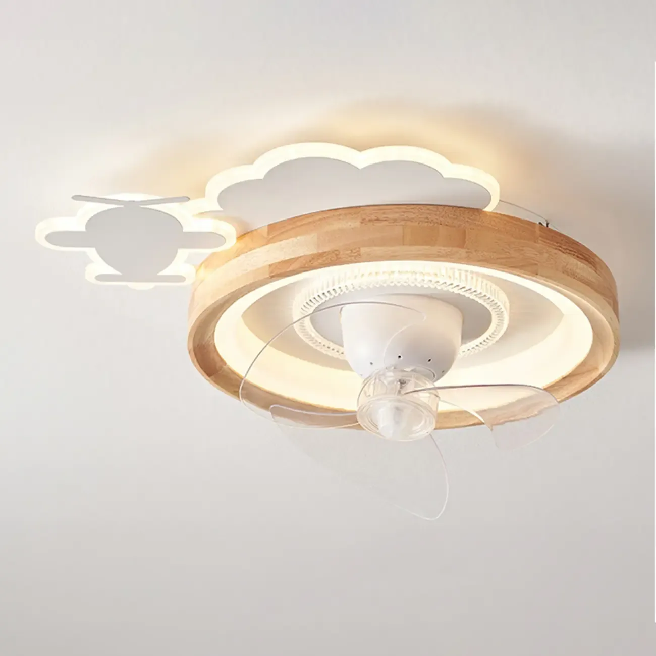 White LED Ceiling Fan for Bedroom, Modern Flush Mount Image - 5
