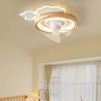 White LED Ceiling Fan for Bedroom, Modern Flush Mount Image - 7