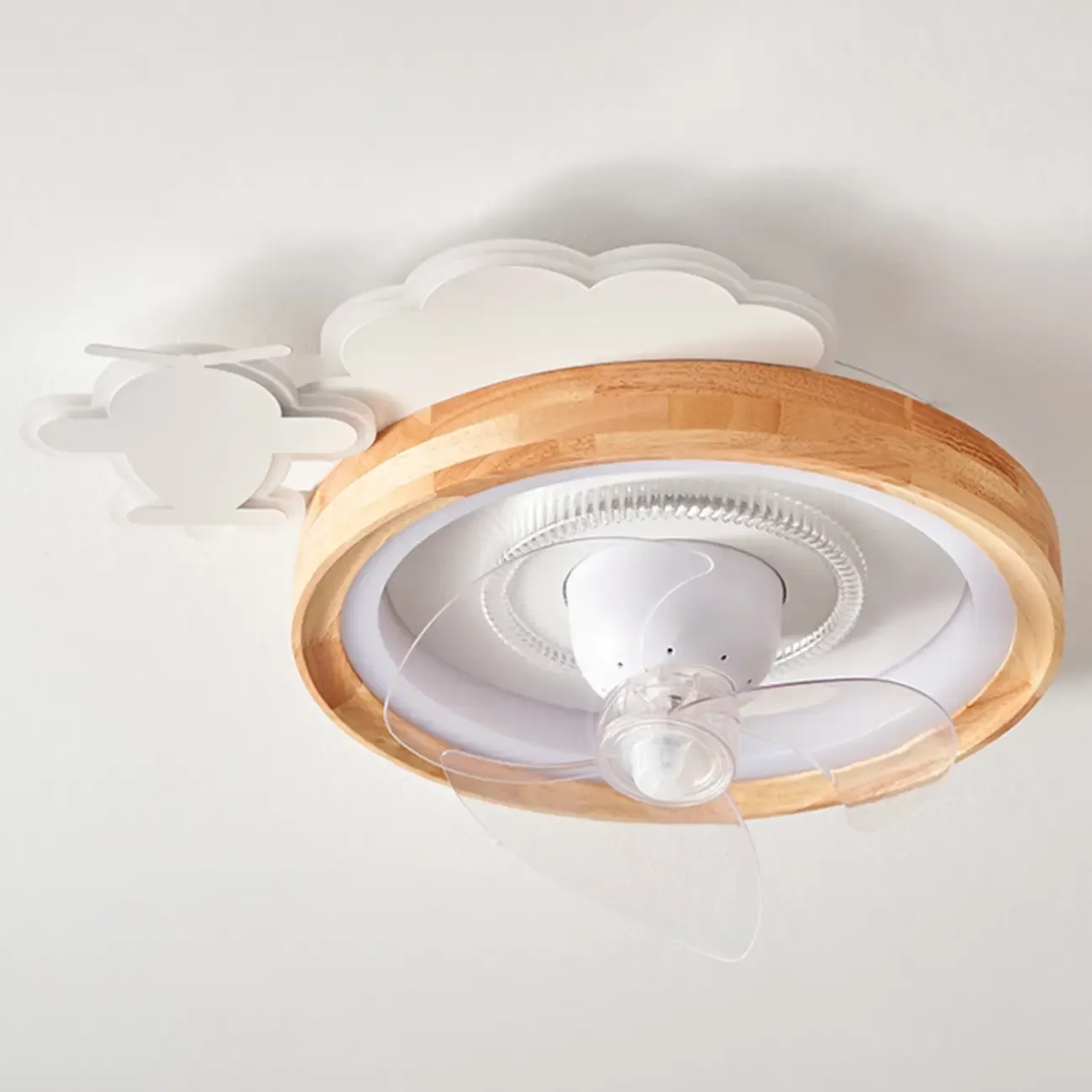 White LED Ceiling Fan for Bedroom, Modern Flush Mount Image - 8