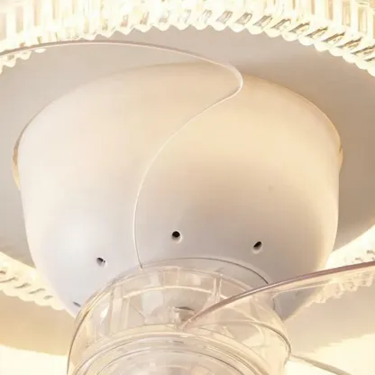White LED Ceiling Fan for Bedroom, Modern Flush Mount Image - 11
