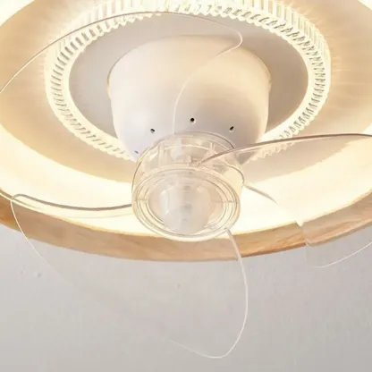White LED Ceiling Fan for Bedroom, Modern Flush Mount Image - 12
