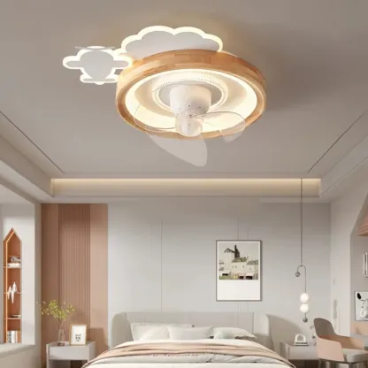 White LED Ceiling Fan for Bedroom, Modern Flush Mount Image - 14