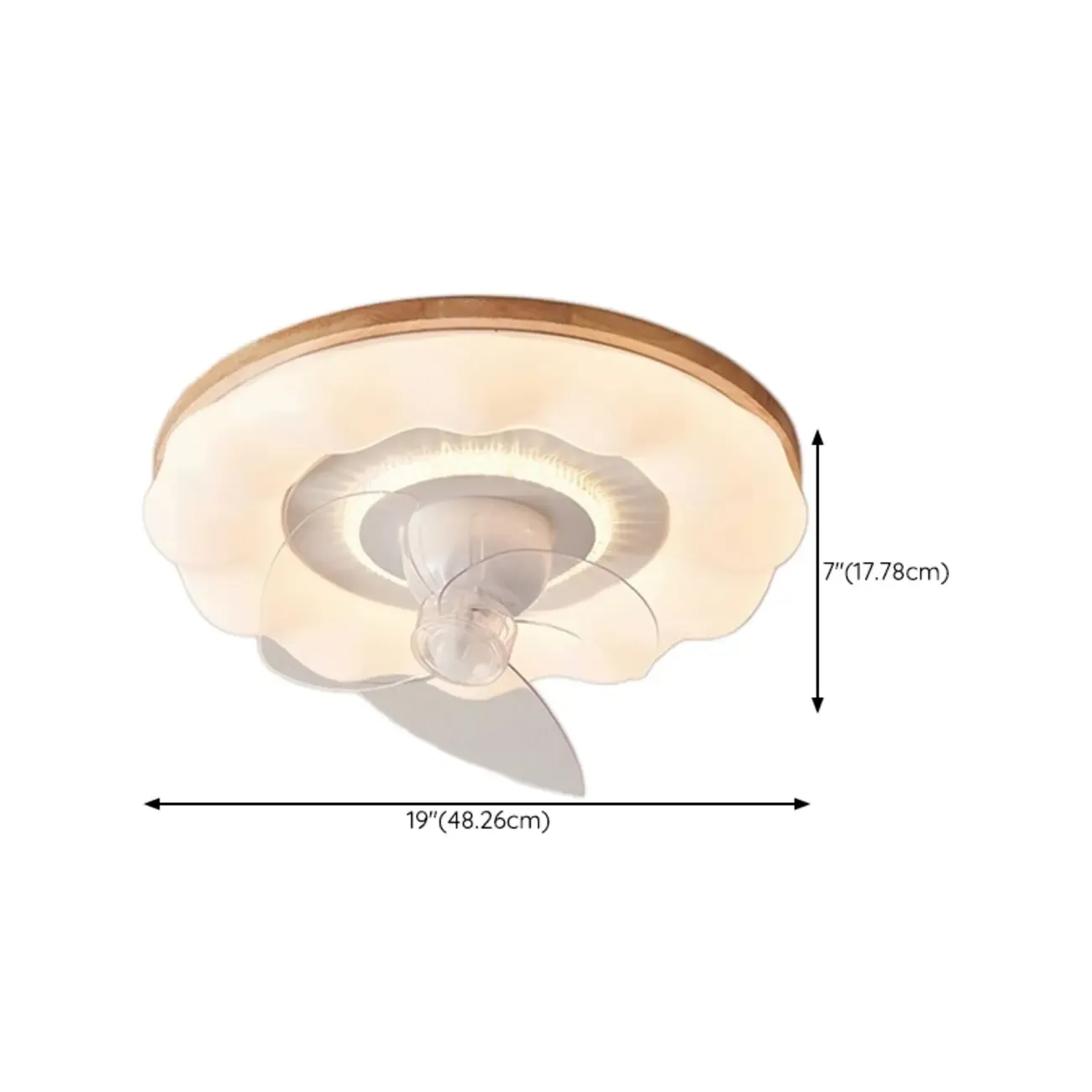 White LED Ceiling Fan for Bedroom, Modern Flush Mount #size