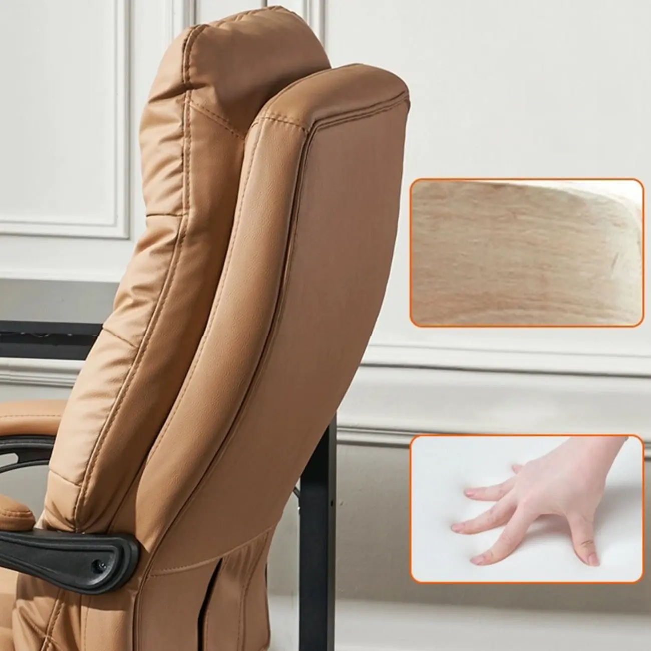 Ergonomic Leather Reclining Executive Office Chair with Footrest Image - 8 | homeyfad