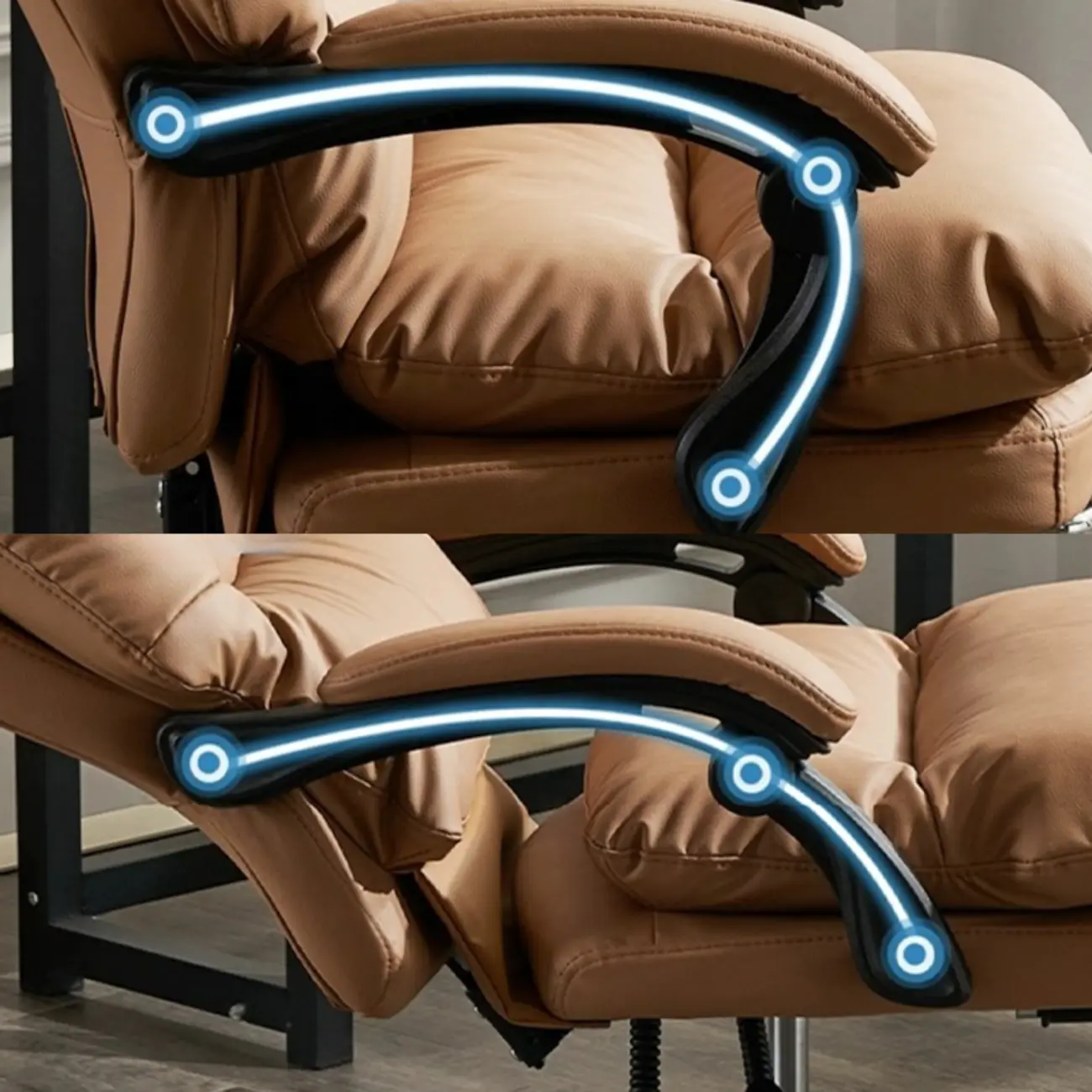 Ergonomic Leather Reclining Executive Office Chair with Footrest Image - 7 | homeyfad