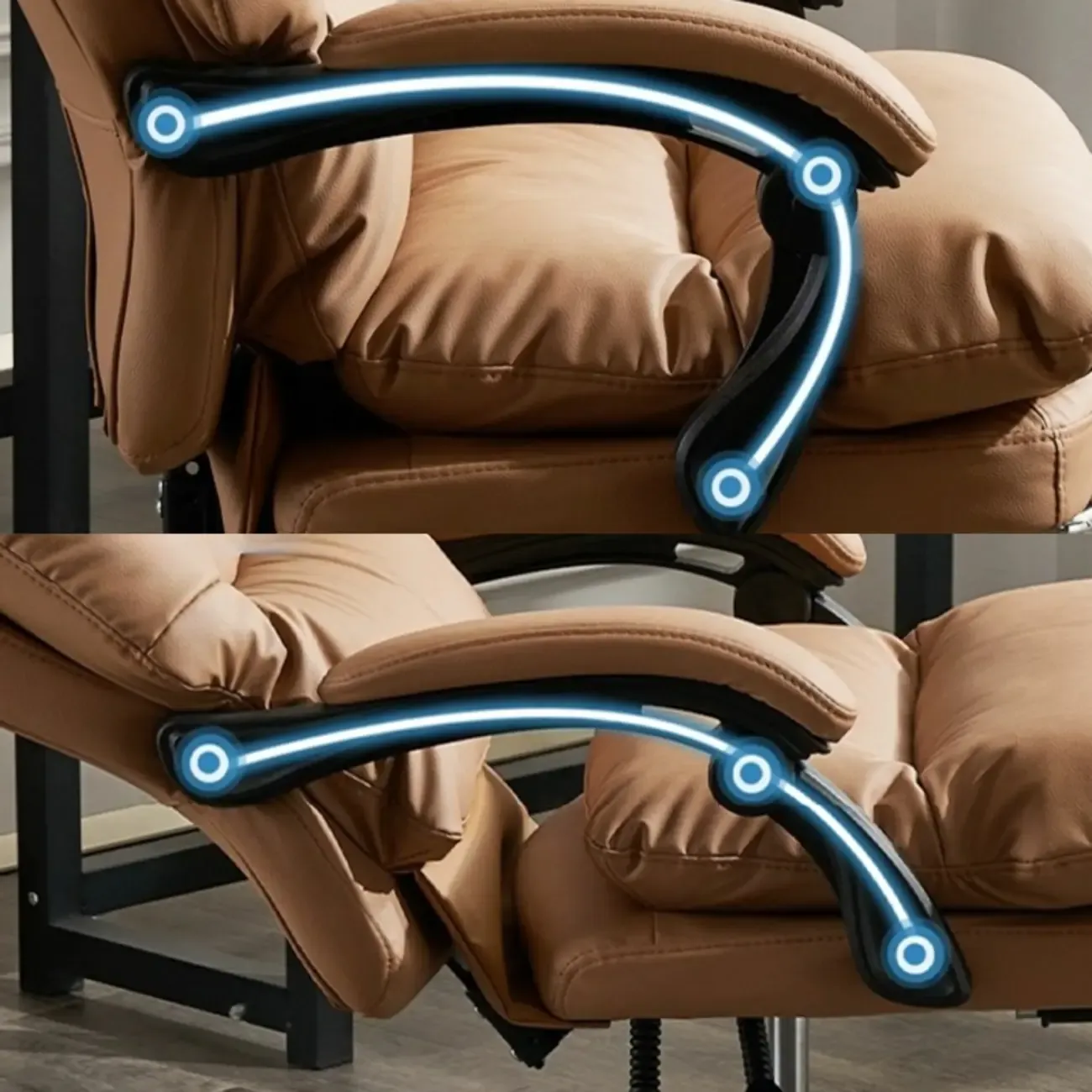 Ergonomic Leather Reclining Executive Office Chair with Footrest Image - 7