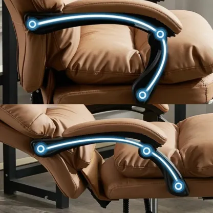 Ergonomic Leather Reclining Executive Office Chair with Footrest Image - 7