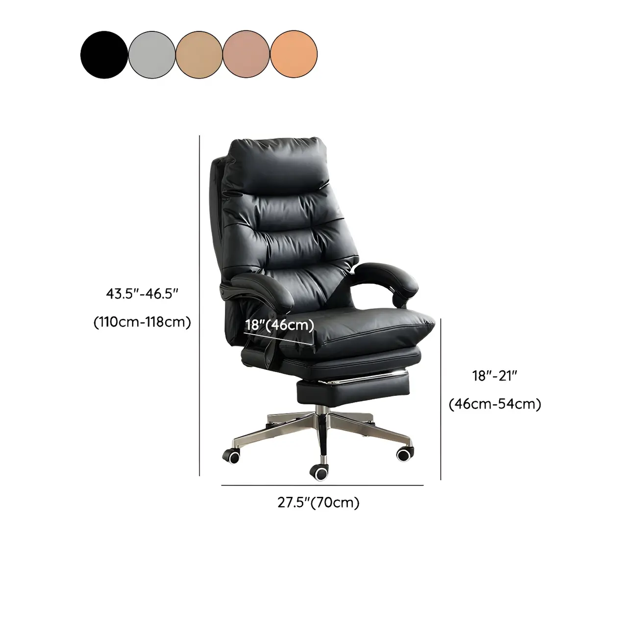 Ergonomic Leather Reclining Executive Office Chair with Footrest #size | homeyfad