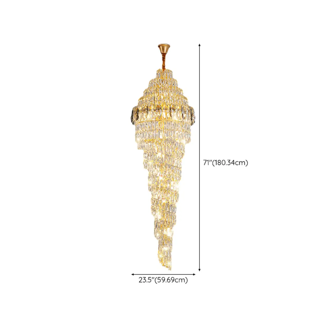 Luxury Gold Spiral Crystal Stairwell Chandelier Height Adjustable #size