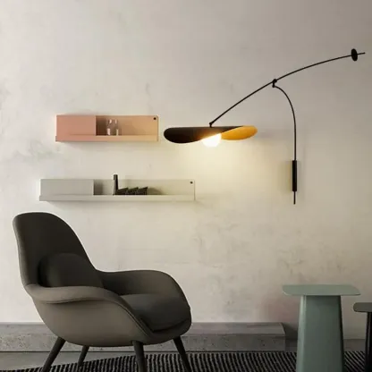 Elegant Black Metal Ambient Lighting Swing Arm Wall Light Image - 5