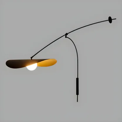 Elegant Black Metal Ambient Lighting Swing Arm Wall Light Image - 6