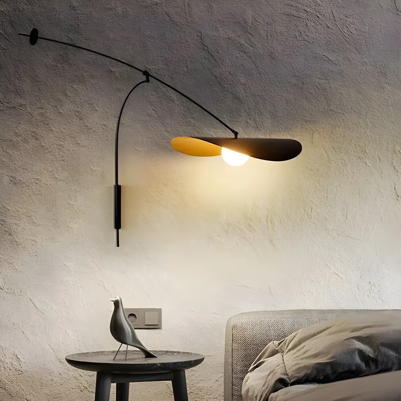 Elegant Black Metal Ambient Lighting Swing Arm Wall Light Image - 3