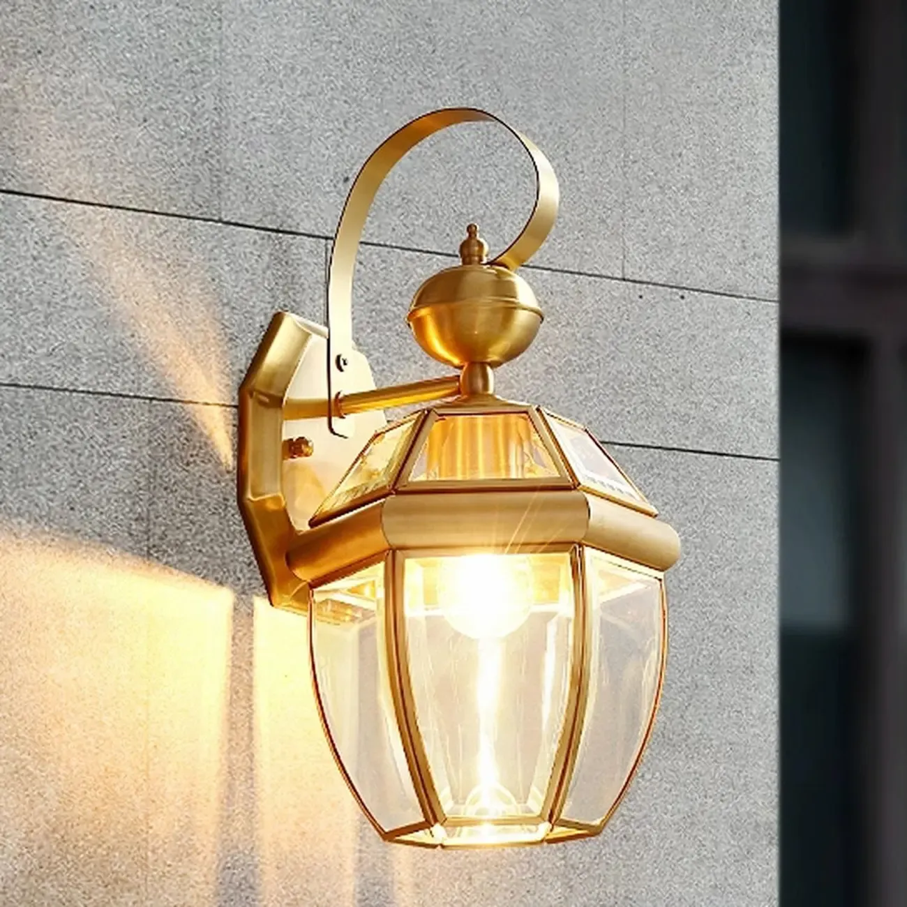 Modern Outdoor Use Iron Cage Shape Wall Mounted Light with Transparent Glass Shade Image - 5