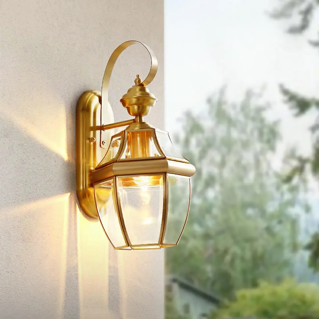 Modern Outdoor Use Iron Cage Shape Wall Mounted Light with Transparent Glass Shade Image - 6