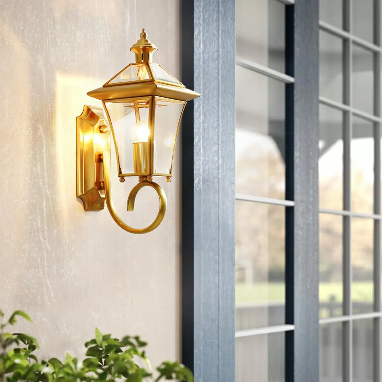 Modern Outdoor Use Iron Cage Shape Wall Mounted Light with Transparent Glass Shade Image - 1 | homeyfad