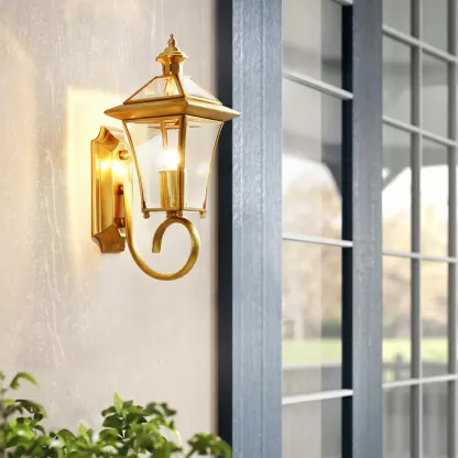 Modern Outdoor Use Iron Cage Shape Wall Mounted Light with Transparent Glass Shade Image - 1