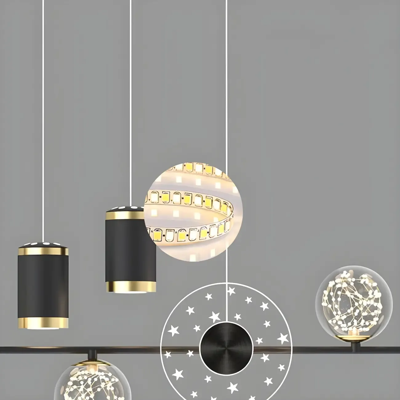 Luxury Adjustable Multi-Light Island Pendant Light Image - 9