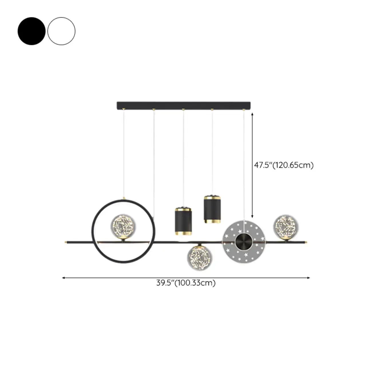 Luxury Adjustable Multi-Light Island Pendant Light #size