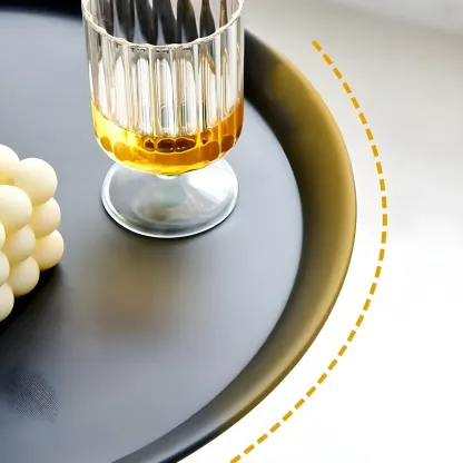 Luxurious Round Metal End Table with Tray for Living Room Image - 7