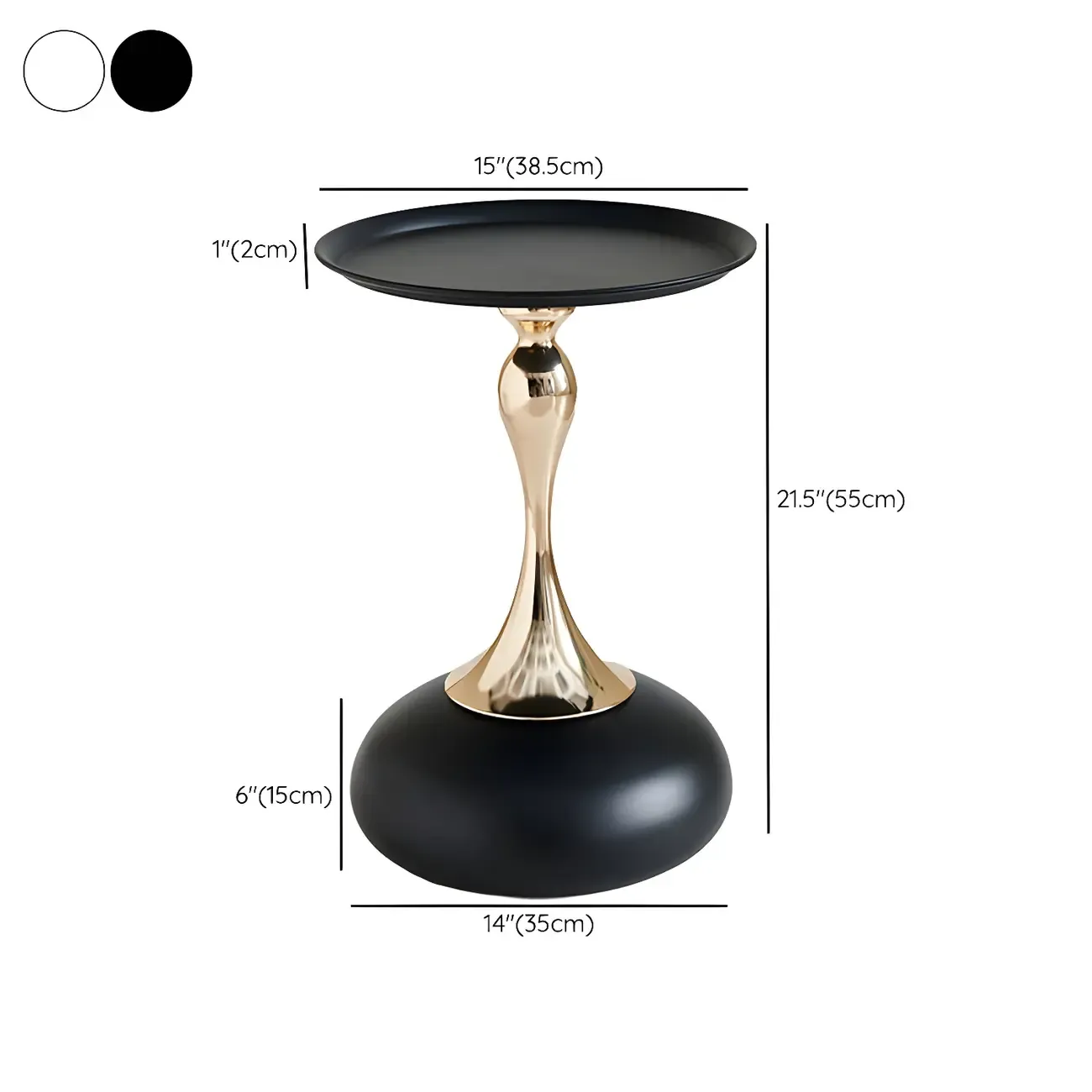 Luxurious Round Metal End Table with Tray for Living Room #size