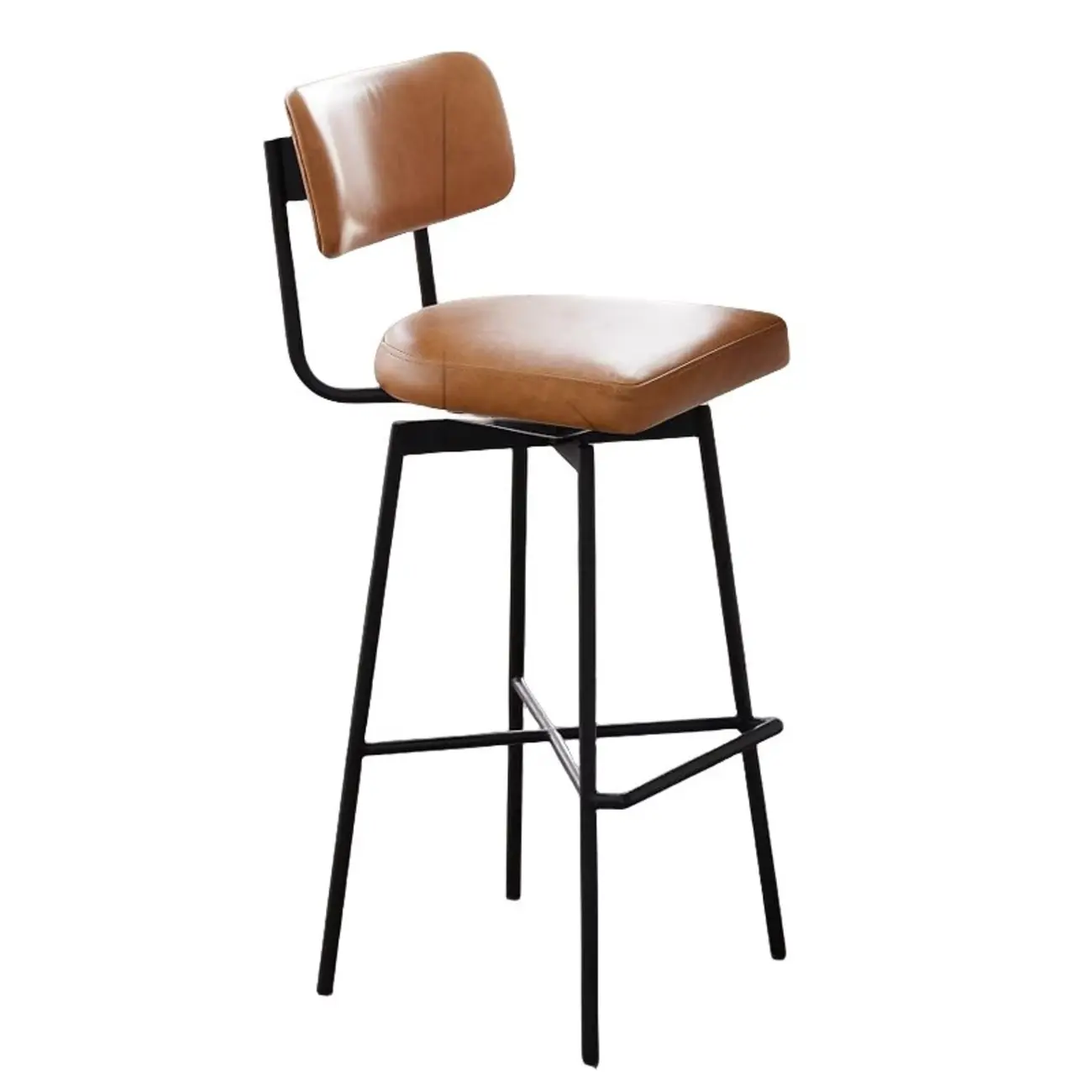 Industrial Pu Leather Low Back Armless Bar Stool Image - 8 | homeyfad