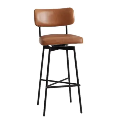 Industrial Pu Leather Low Back Armless Bar Stool Image - 9
