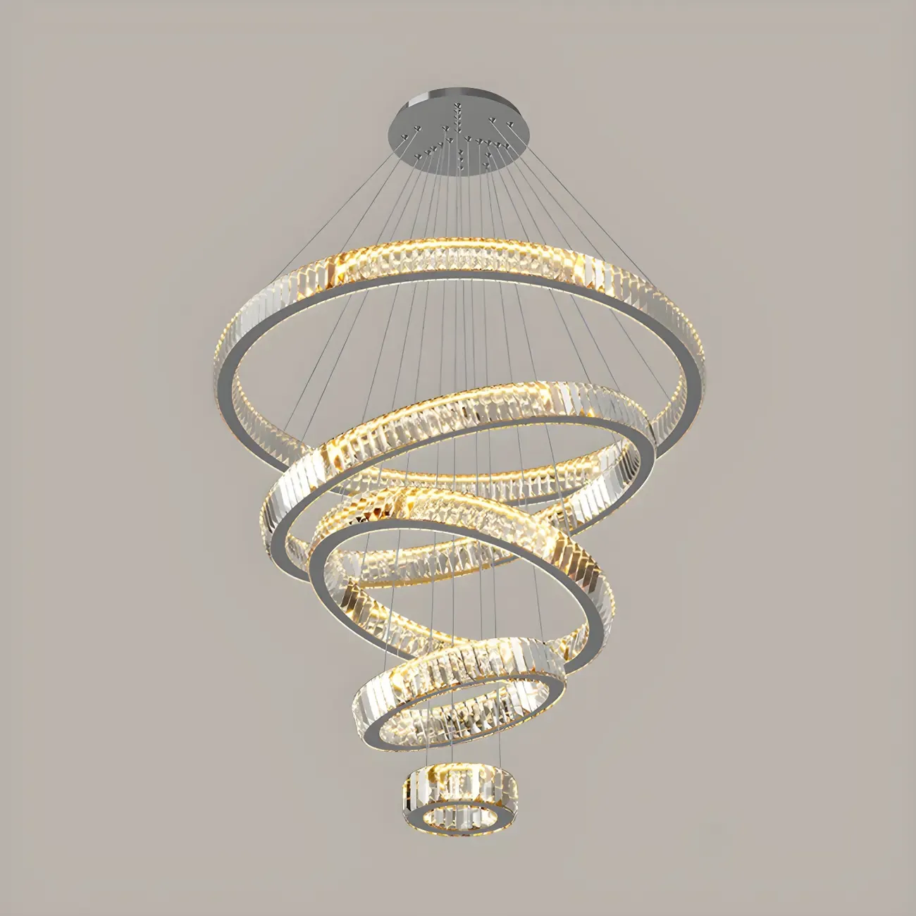 Gold Spiral Crystal Glass Modern Linear Chandelier Image - 8