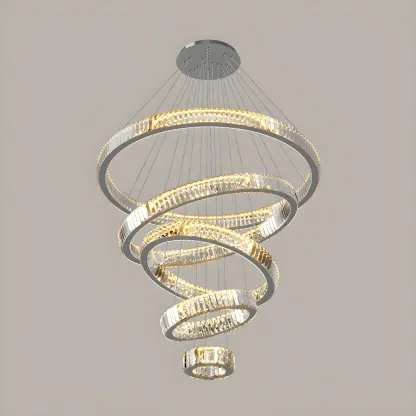 Gold Spiral Crystal Glass Modern Linear Chandelier Image - 8