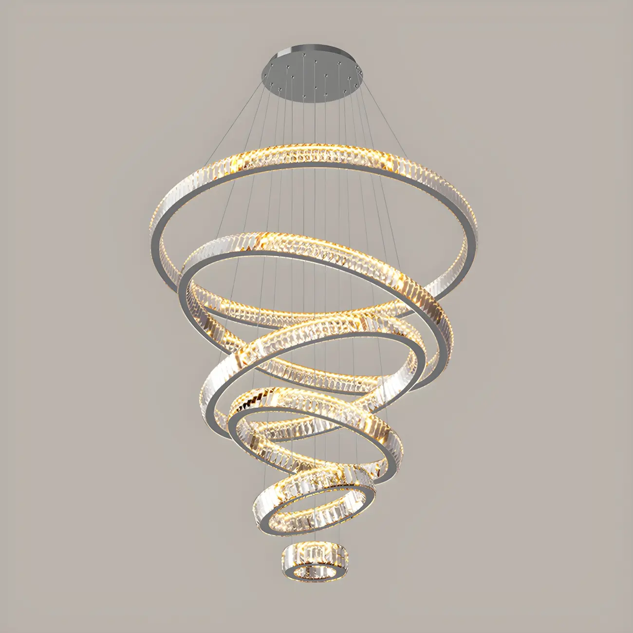 Gold Spiral Crystal Glass Modern Linear Chandelier Image - 9 | homeyfad