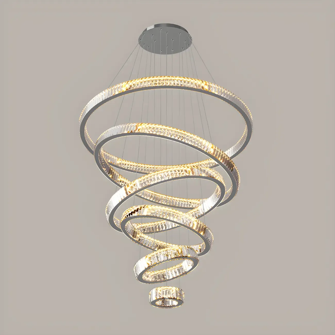Gold Spiral Crystal Glass Modern Linear Chandelier Image - 9