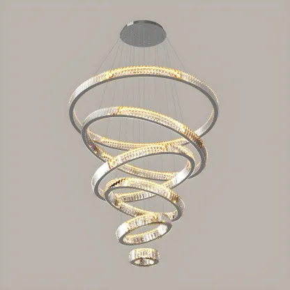 Gold Spiral Crystal Glass Modern Linear Chandelier Image - 9