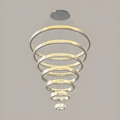 Gold Spiral Crystal Glass Modern Linear Chandelier Image - 10